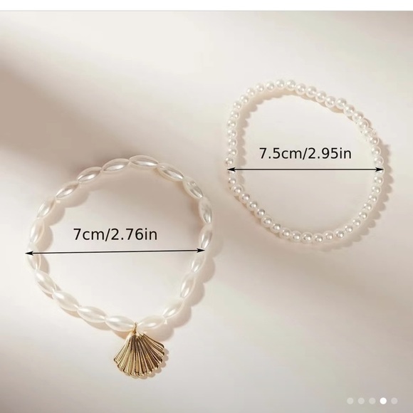 🎁4 for $50🎁 2 piece set pearl stretch shell anklet foot chain jewelry - Picture 3 of 4